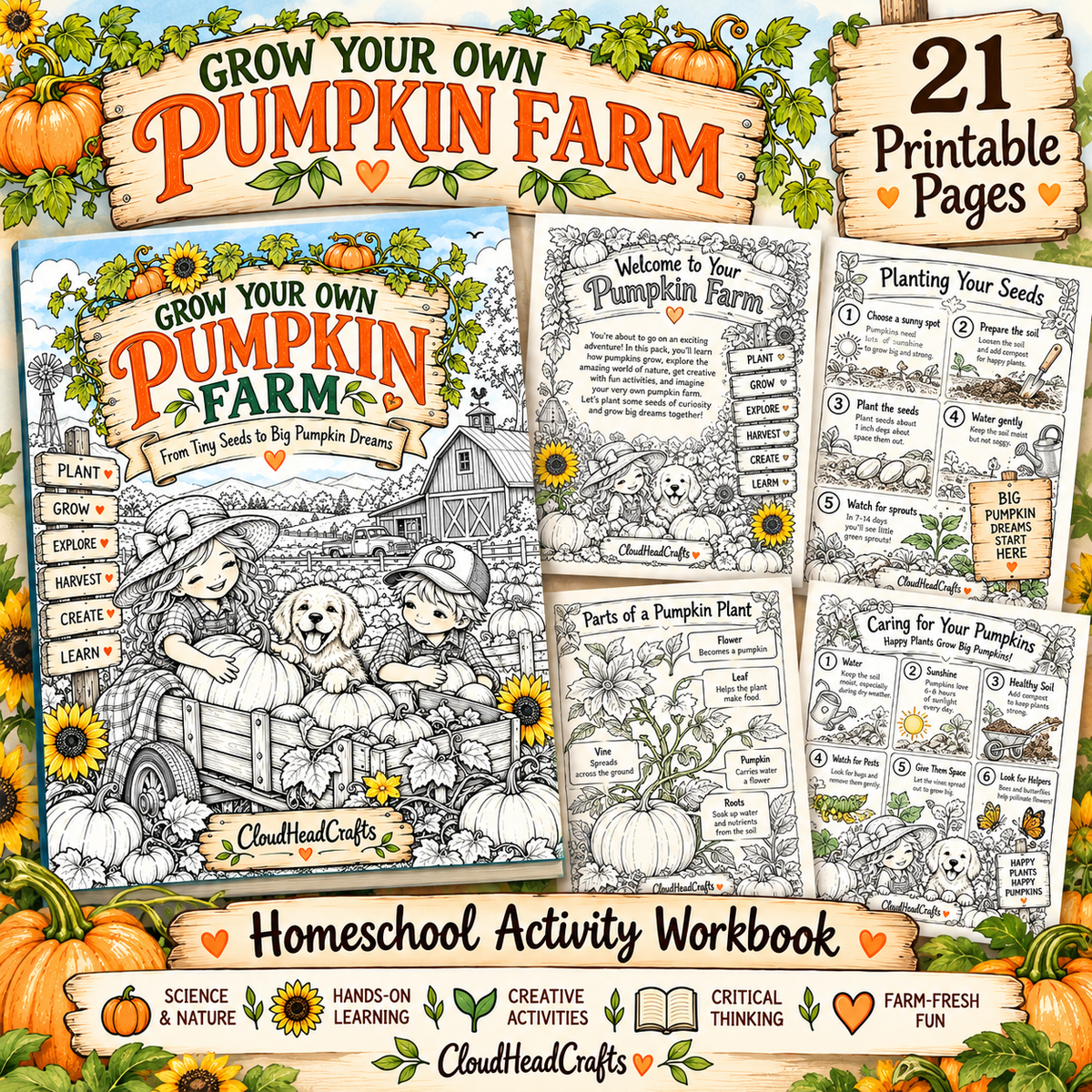 Pumpkin Farm Activity Pack for Kids | CloudHeadCrafts