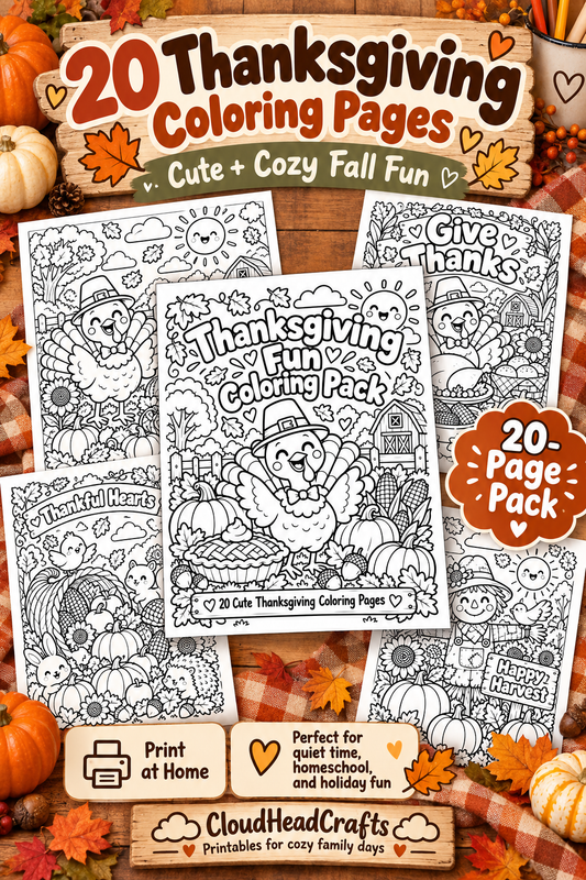 20 Thanksgiving Coloring Pages for Kids | Printable Fall Coloring Pack