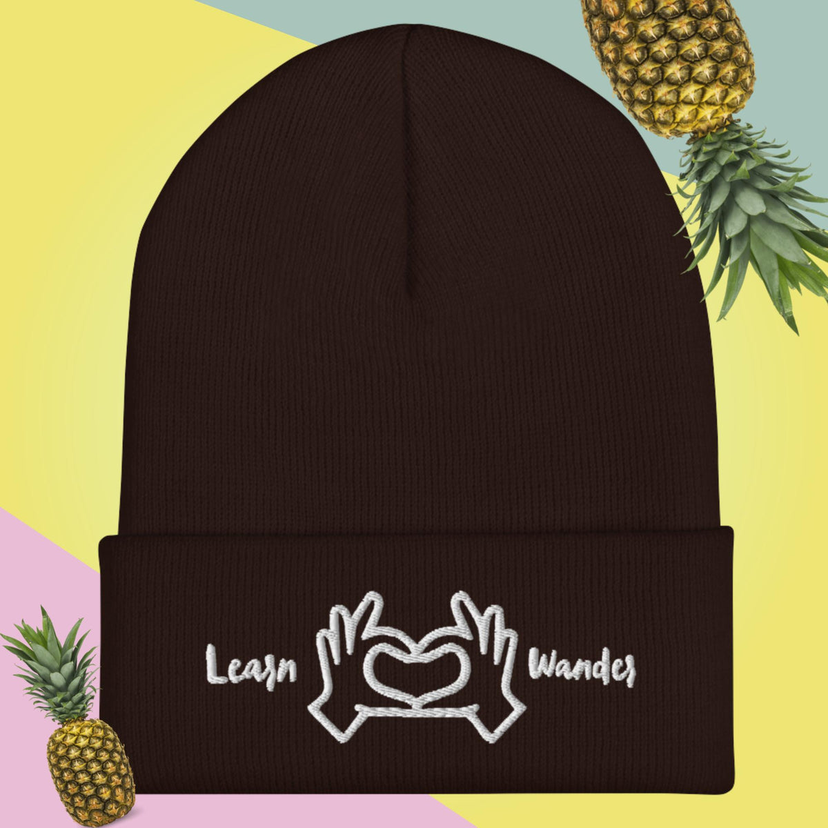 Learn, Love, Wander Beanie: Embrace Life's Journey CloudHeadCrafts